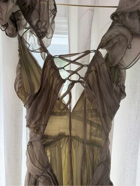 Women's lace up dress in green